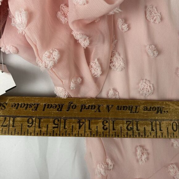 Honey and Rosie Womens 7 Pink Textured Dots Dress Long Sleeve Keyhole Neck Lined - Picture 4 of 9